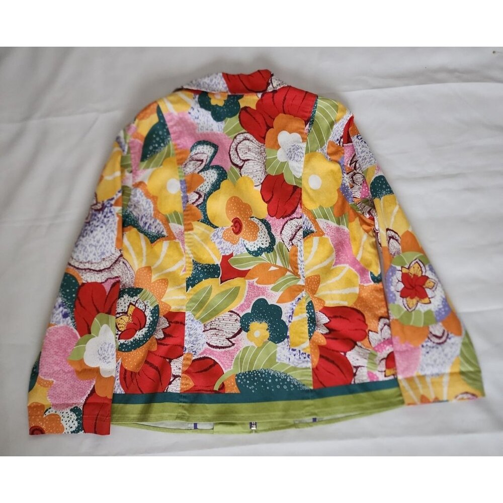 Coldwater Creek Women's Vintage Multicolor Floral Zip Front Jacket Petite Sz PL - Picture 4 of 10